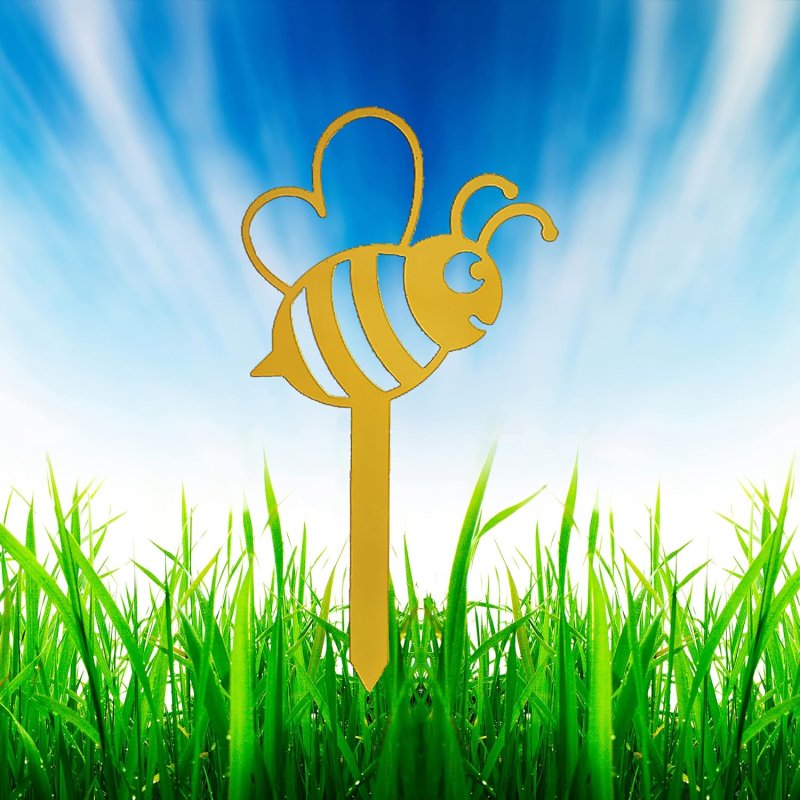 Laser Cut Flower Bee Decorative Garden Stakes Bee Outdoor Garden Decor Yard Stakes Outdoor Decor Bee Yard Art