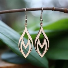 Laser Cut Wooden Teardrop Earrings