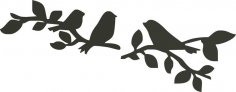 Birds sitting on branch silhouette vector Free Vector