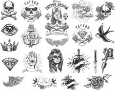 Tattoo Compositions Pack Free Vector