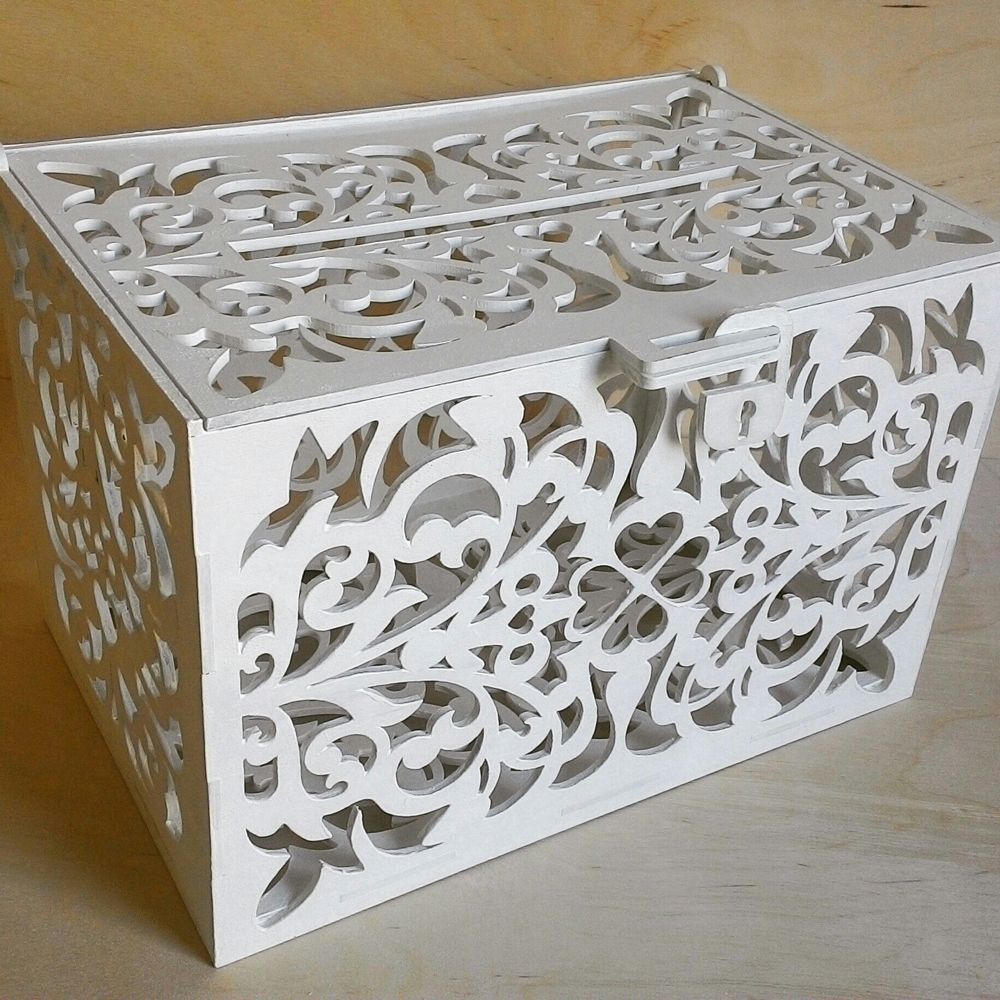 Caja de tarjeta de madera rústica Ranura para caja de dinero de boda