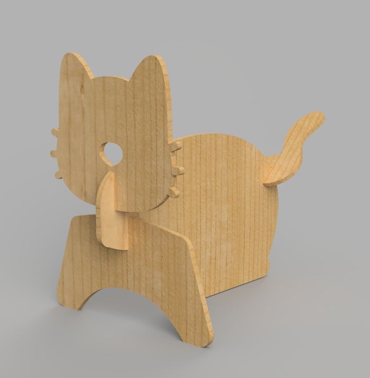 Laserowo wycinany drewniany wystrój kota