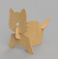 Decoración de gato de madera cortada con láser