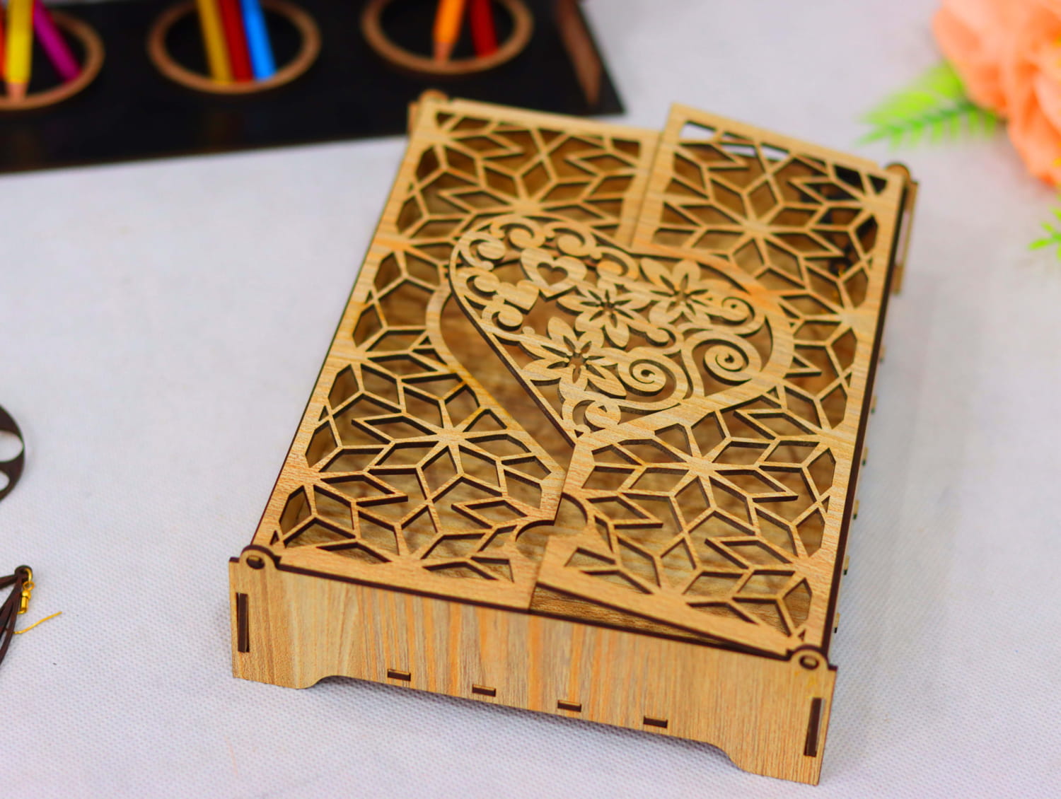 Laser Cut Heart Jewelry Box 3mm Free Vector