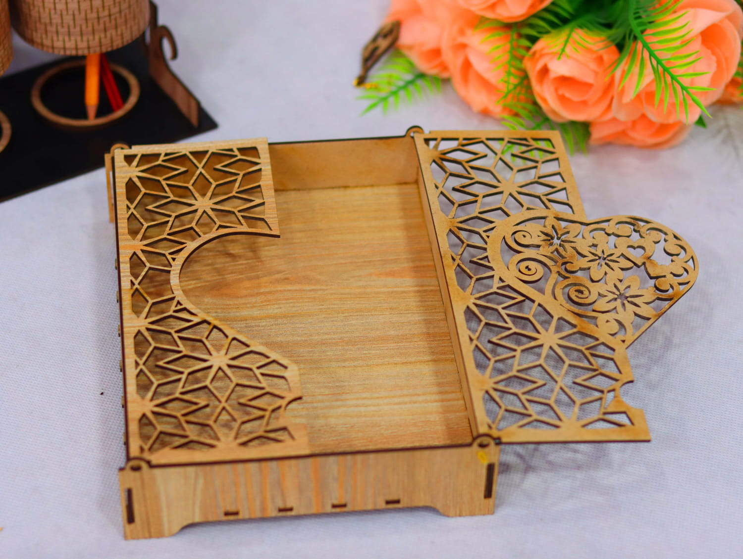 Laser Cut Heart Jewelry Box 3mm Free Vector