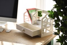 Laser Cut Small Tabletop Bookcase With Drawer Free Vector
