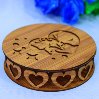 Laser Cut Hearts Round Box 3mm Free Vector