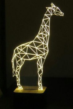 Lazer Kesim Zürafa 3d Optik İllüzyon Gece Işığı