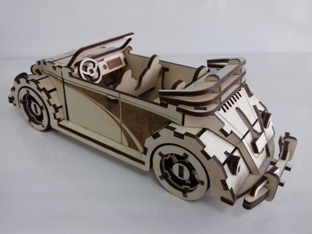 Laser Cut Beetle Convertible Wooden Model Free Vector