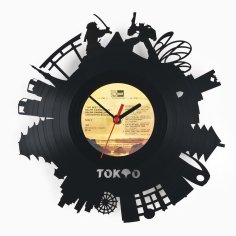 Laser Cut Tokyo Wall Clock Free Vector