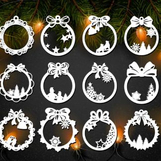 Laser Cut Christmas Ball Ornaments New Year Balls Decor Free Vector