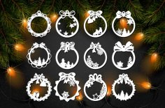 Laser Cut Christmas Ball Ornaments New Year Balls Decor Free Vector