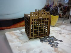 Laser Cut Wood Building Shape Coin Bank Piggy Bank Free Vector