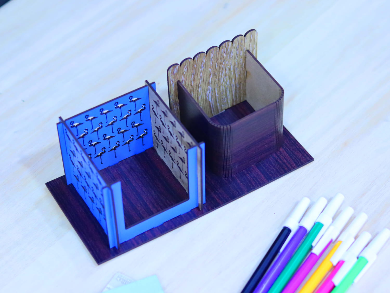 Laser Cut Sticky Notes With Pen Holder Free Vector