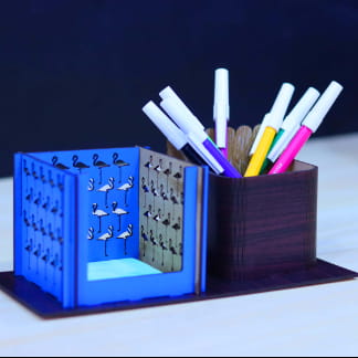 Laser Cut Sticky Notes With Pen Holder Free Vector