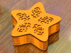 Laser Cut Star Shape Wooden Box With Lid Free Vector