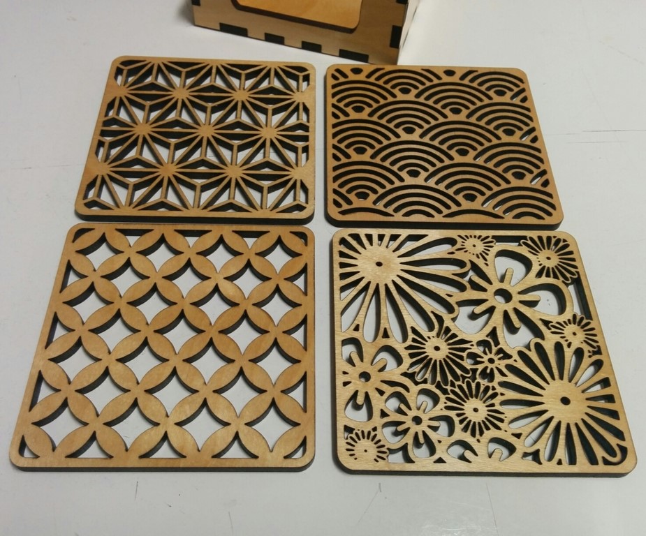 Laser Cut Japanese Pattern Coasters SVG File