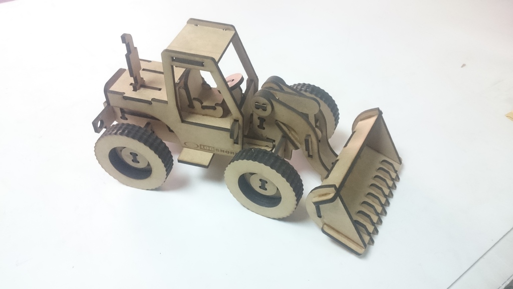 Laser Cut Bulldozer 3D Puzzle 6mm Free Vector