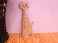 Laser Cut Cute Cat Wooden Ruler DXF File
