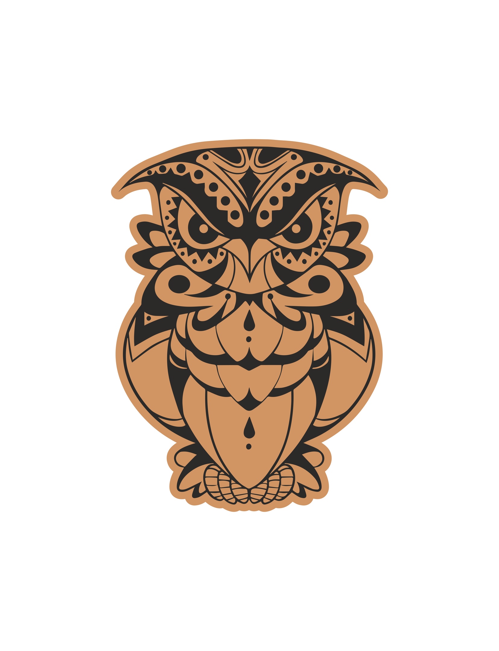 Dekorative Angry Bird Owl Lasercut-Gravurschablone