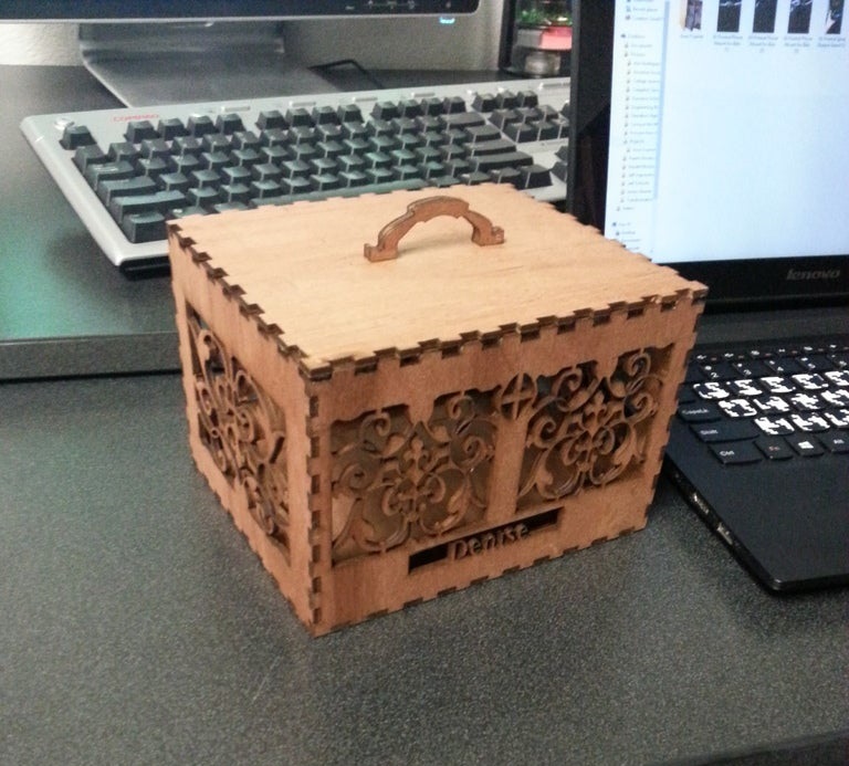 लेजर कट सजावटी लकड़ी के बॉक्स टेम्पलेट