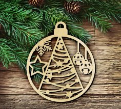 Laser Cut Christmas Ball Ornament Christmas Tree Decor Free Vector
