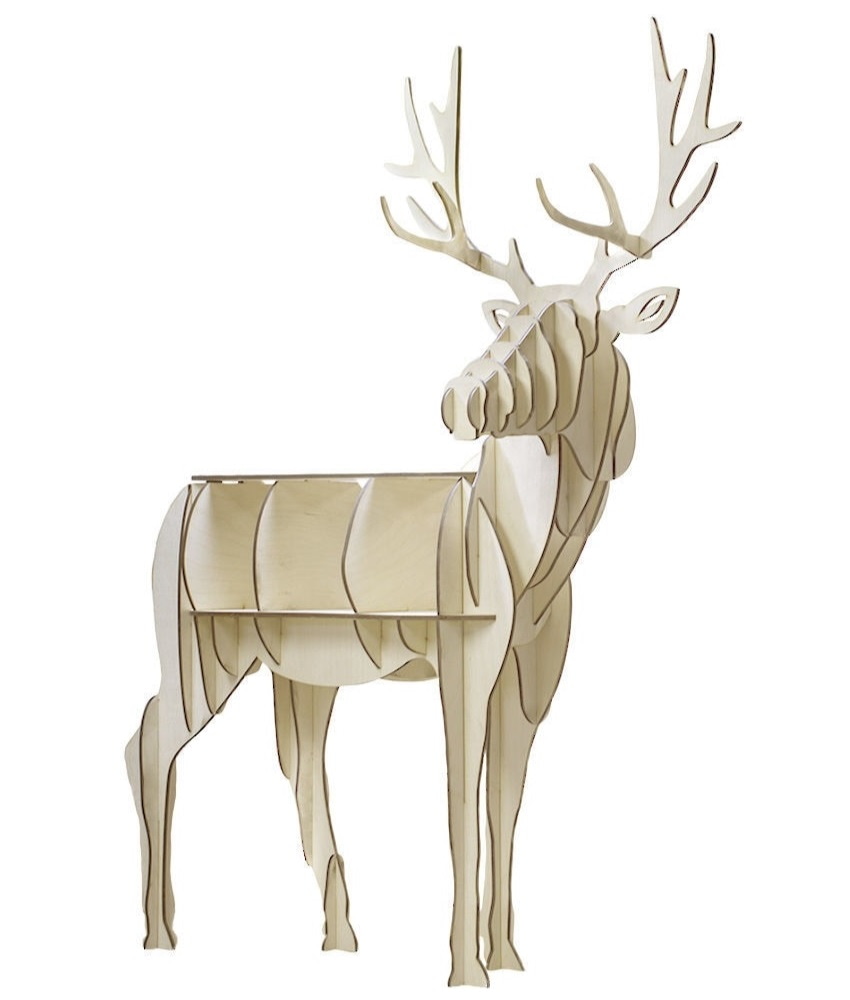 Laser Cut Wooden Deer Stand Table Display Shelf Free Vector