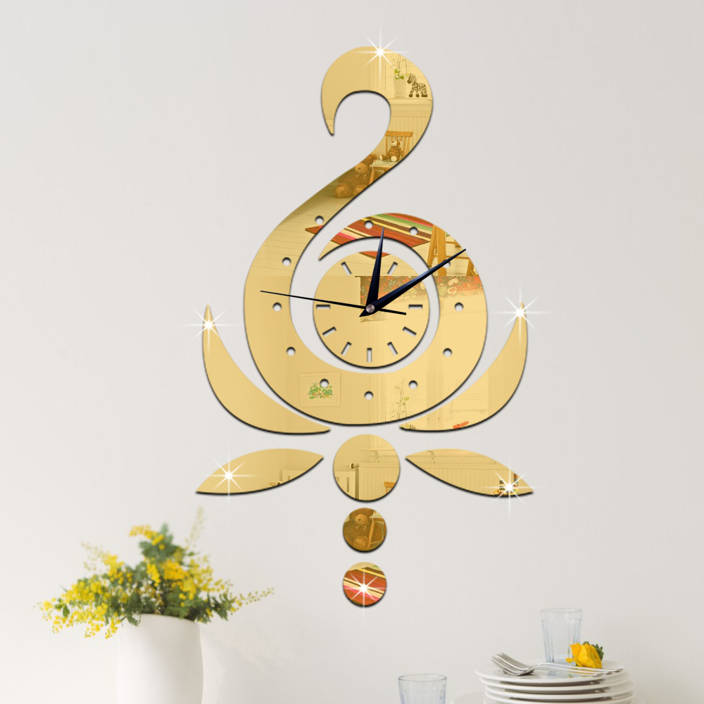 Reloj de pared de cisne de loto cortado con láser