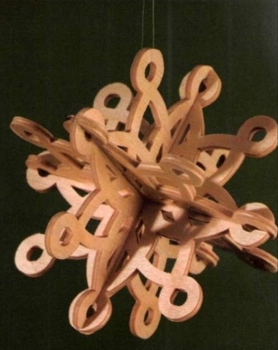 Laser Cut 3D Wooden Snowflake Ornaments Free Vector
