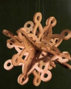 激光切割 3D 木制雪花装饰品