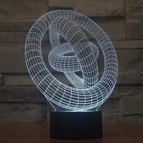 Laser Cut 3D Ring Night Light Illusion Lamp Free Vector