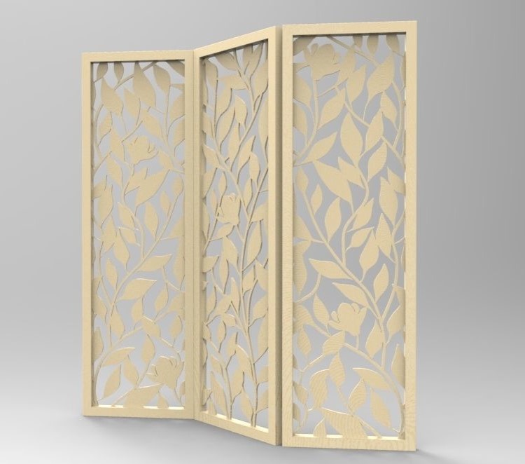 Laser Cut Magnolia Leaves Pattern Perforated Screen Panels DXF File