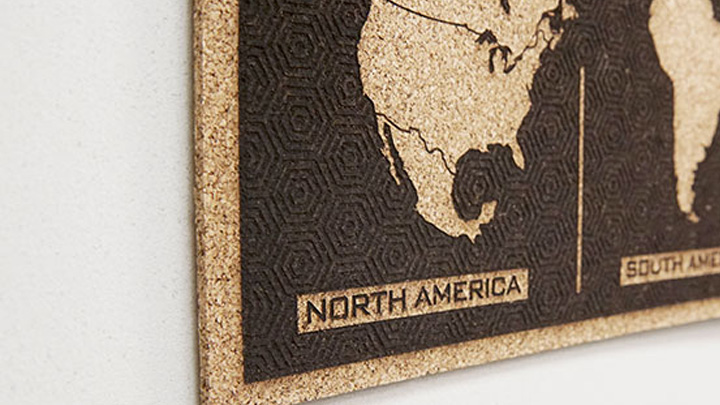 Laser Cut Engraved World Map On Cork Tiles Free Vector