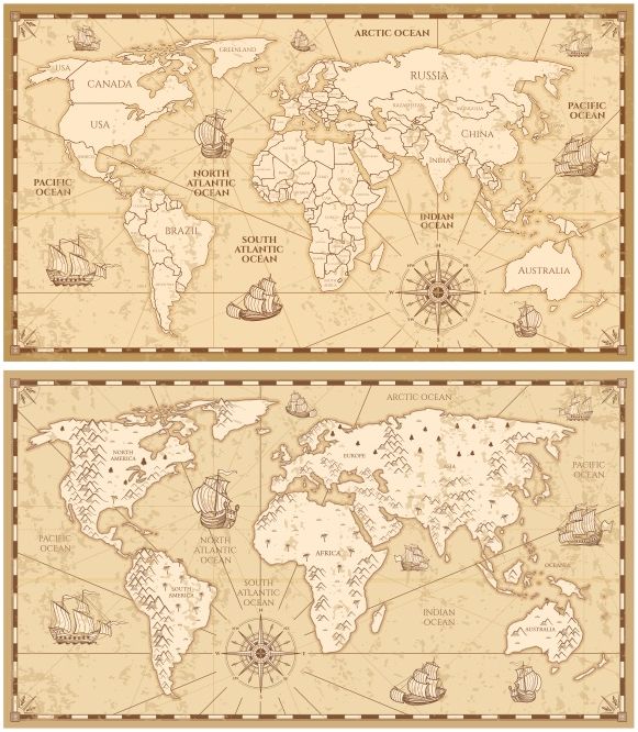 برش لیزری نقشه جهان حکاکی شده