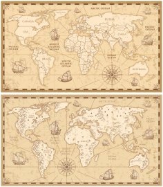 Mapa del mundo grabado con corte láser