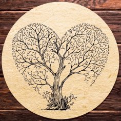 Laser Engraving Heart Shaped Tree Free Vector