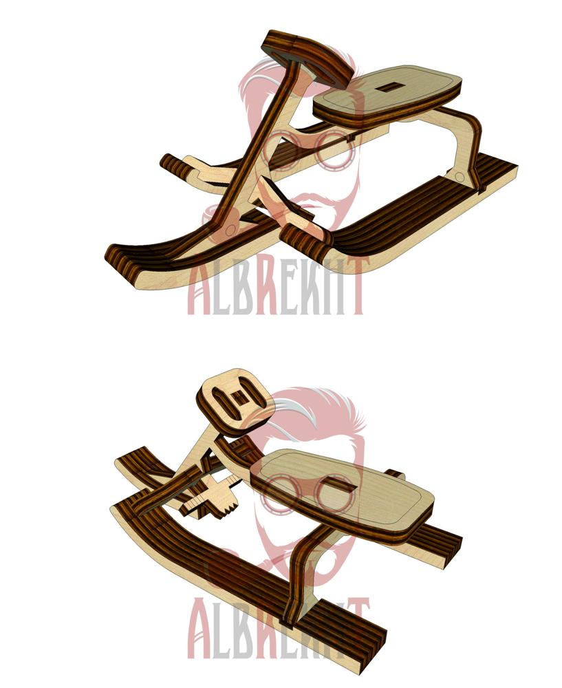 Laser Cut Sled Carriage Free Vector