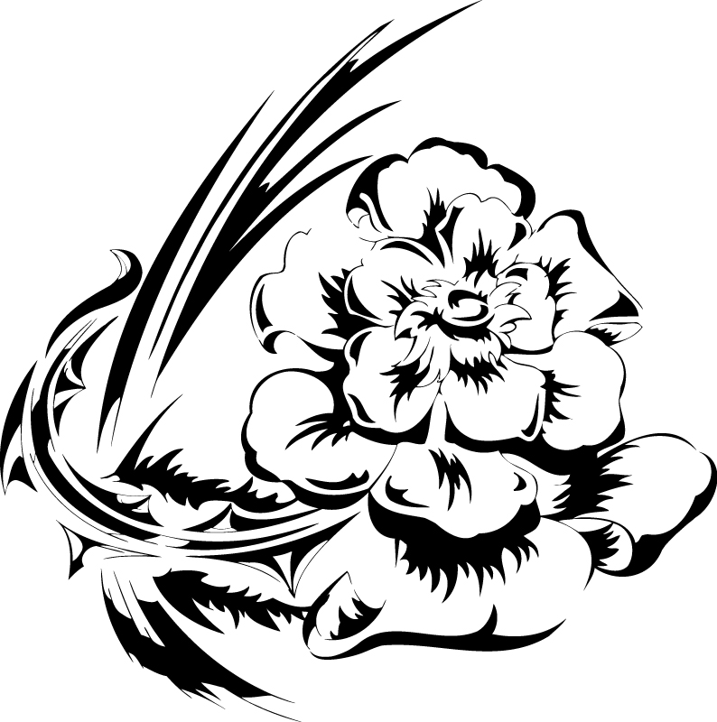 फूल वेक्टर चित्रण टैटू डिजाइन