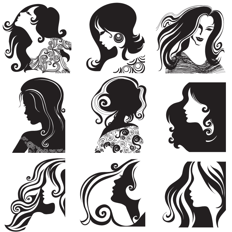 Silhuetas de penteado feminino