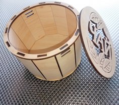 Laser Cut Round Tea Box Free Vector