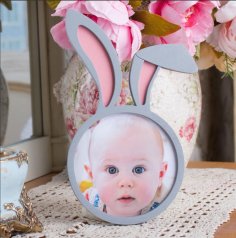 Laser Cut Bunny Ears Hanging Photo Frame Free Vector