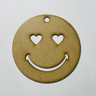 Laser Cut Wooden Heart Eyes Face Emoji Free Vector