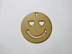 Laser Cut Wooden Heart Eyes Face Emoji Free Vector