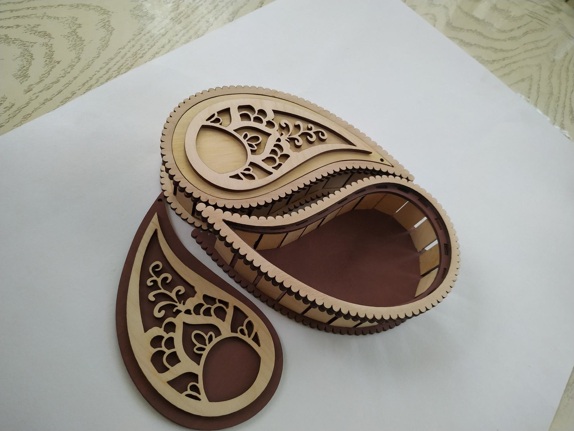 Caja de lágrima de decoración de madera cortada con láser Caja Yin Yang