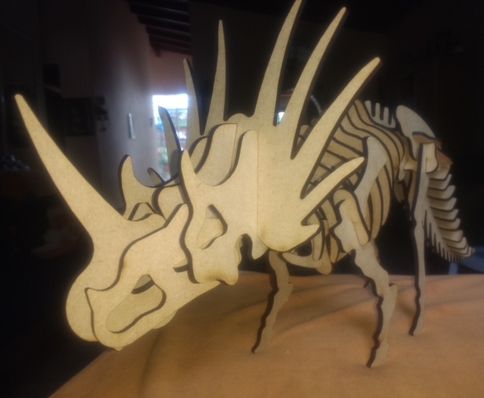 Laser Cut Styracosaurus Dinosaur 3D Puzzle 3mm DXF File