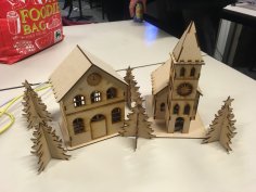 Lazer Kesimli Katedral 3D Ahşap Model