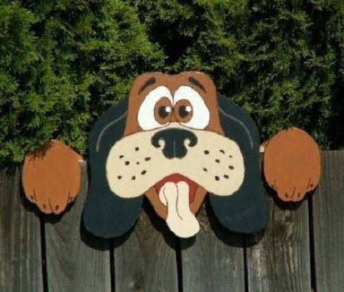 Laser Cut Wooden Dog Fence Peeker Free Vector