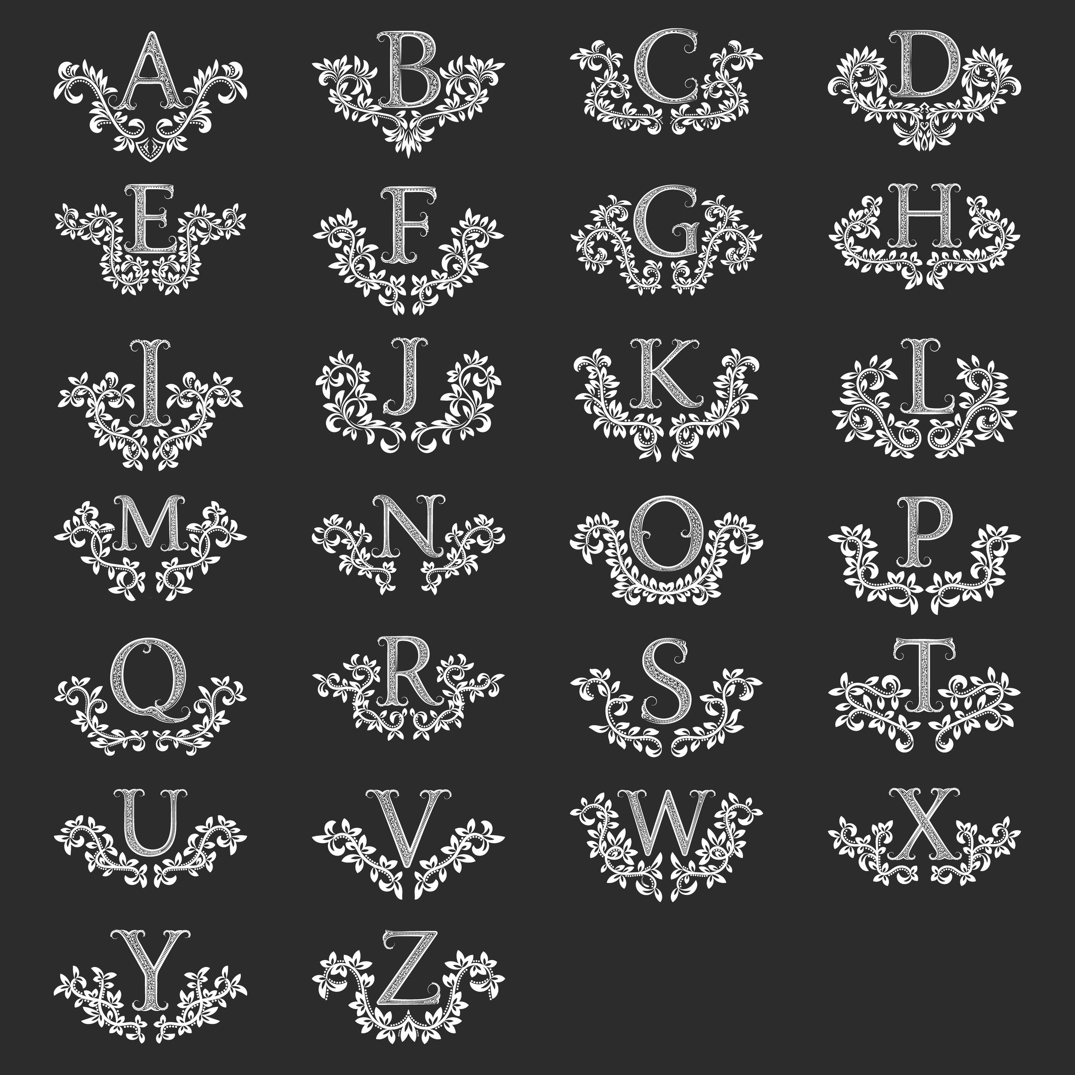 Letras del alfabeto ornamentales florales