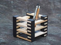 3D X Wood Pen Holder 3D Printer Model