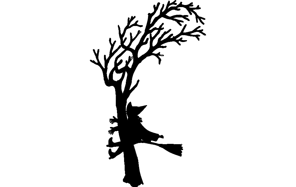 Witch Crash Silhouette File dxf